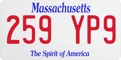 MA license plate 259YP9