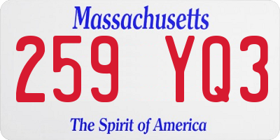 MA license plate 259YQ3