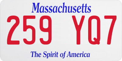 MA license plate 259YQ7