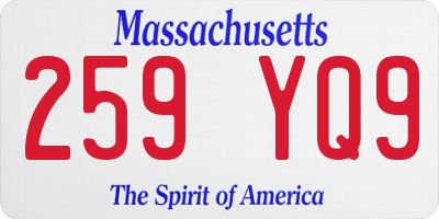 MA license plate 259YQ9