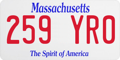 MA license plate 259YR0