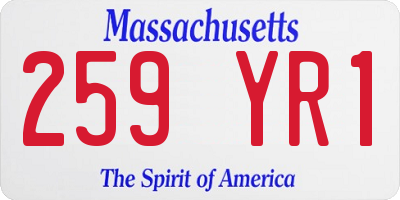 MA license plate 259YR1