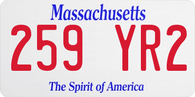 MA license plate 259YR2