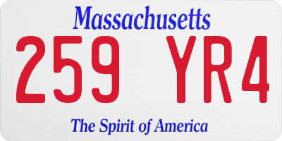 MA license plate 259YR4
