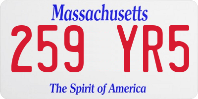 MA license plate 259YR5