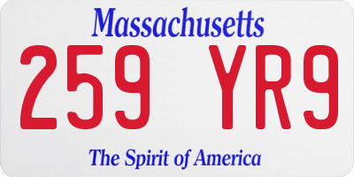 MA license plate 259YR9