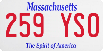 MA license plate 259YS0