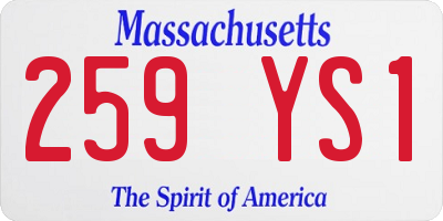 MA license plate 259YS1