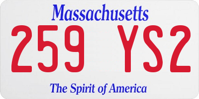 MA license plate 259YS2