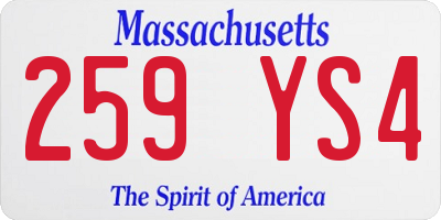 MA license plate 259YS4