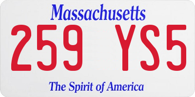MA license plate 259YS5