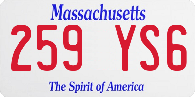 MA license plate 259YS6