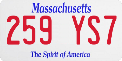 MA license plate 259YS7