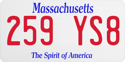 MA license plate 259YS8