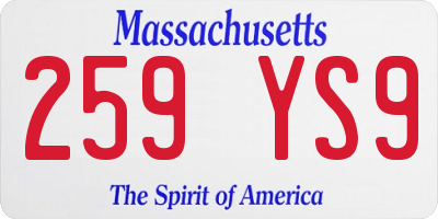 MA license plate 259YS9