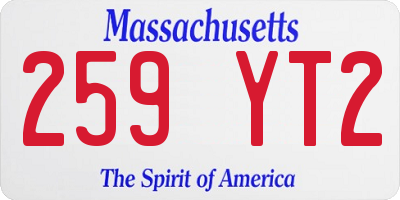 MA license plate 259YT2