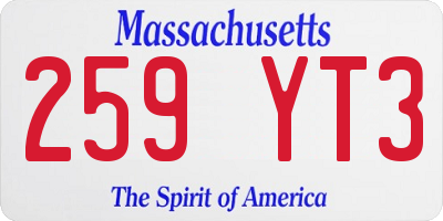 MA license plate 259YT3