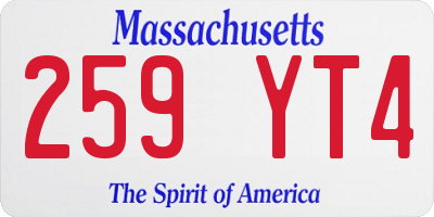 MA license plate 259YT4