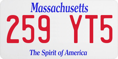 MA license plate 259YT5