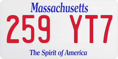 MA license plate 259YT7