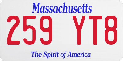 MA license plate 259YT8