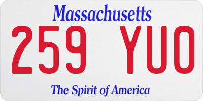 MA license plate 259YU0