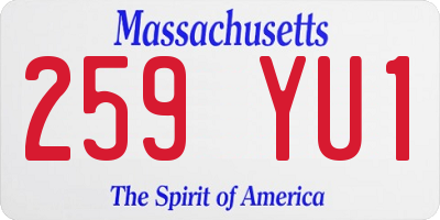 MA license plate 259YU1