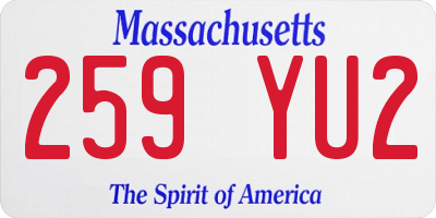 MA license plate 259YU2