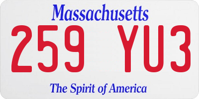 MA license plate 259YU3