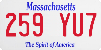MA license plate 259YU7