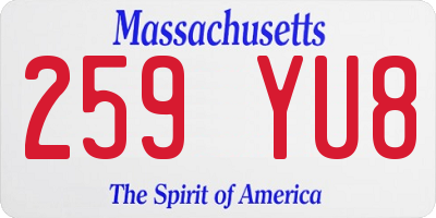 MA license plate 259YU8