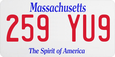 MA license plate 259YU9
