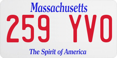 MA license plate 259YV0