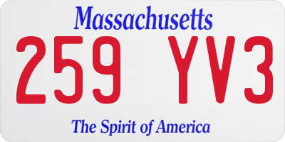 MA license plate 259YV3
