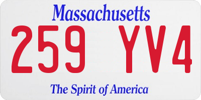 MA license plate 259YV4