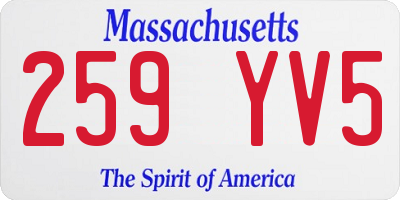 MA license plate 259YV5