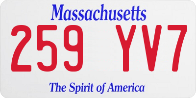 MA license plate 259YV7