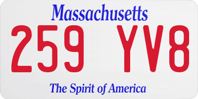 MA license plate 259YV8