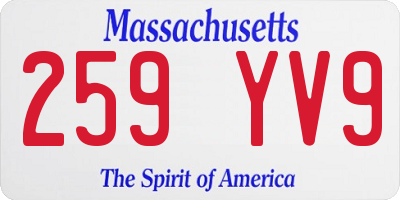 MA license plate 259YV9
