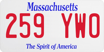 MA license plate 259YW0