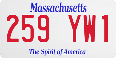 MA license plate 259YW1