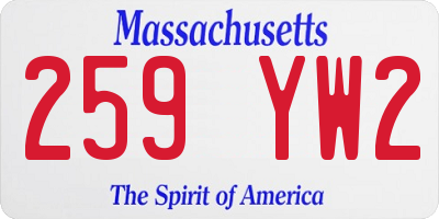 MA license plate 259YW2