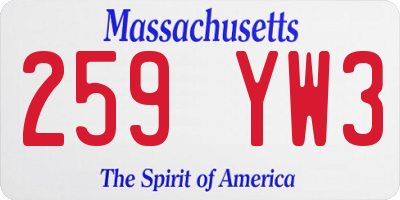 MA license plate 259YW3