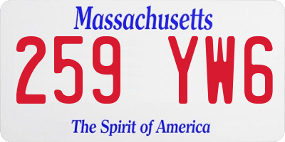 MA license plate 259YW6