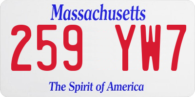 MA license plate 259YW7