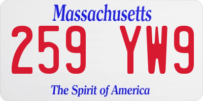 MA license plate 259YW9