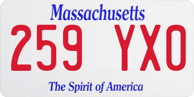 MA license plate 259YX0