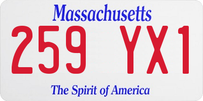 MA license plate 259YX1
