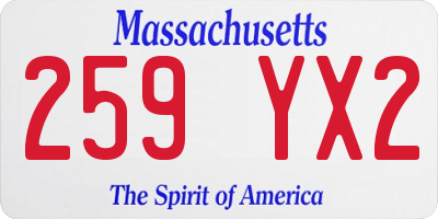 MA license plate 259YX2