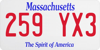 MA license plate 259YX3